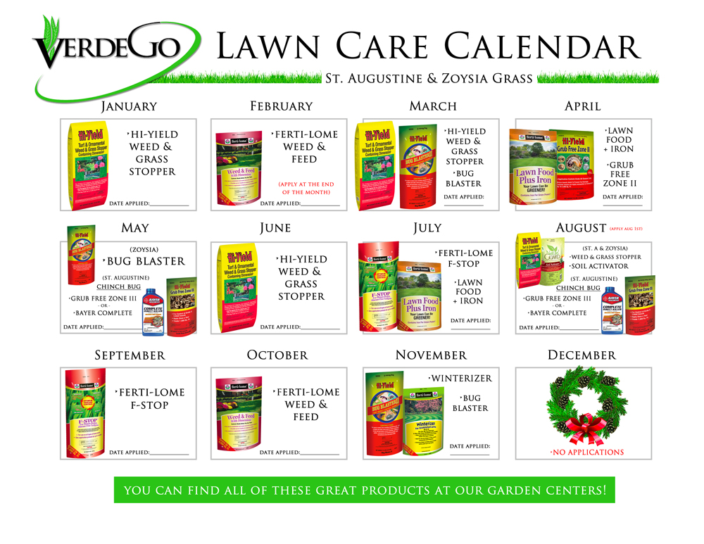 Lawn Care Calendar VerdeGo Lawn Care Calendar VerdeGo